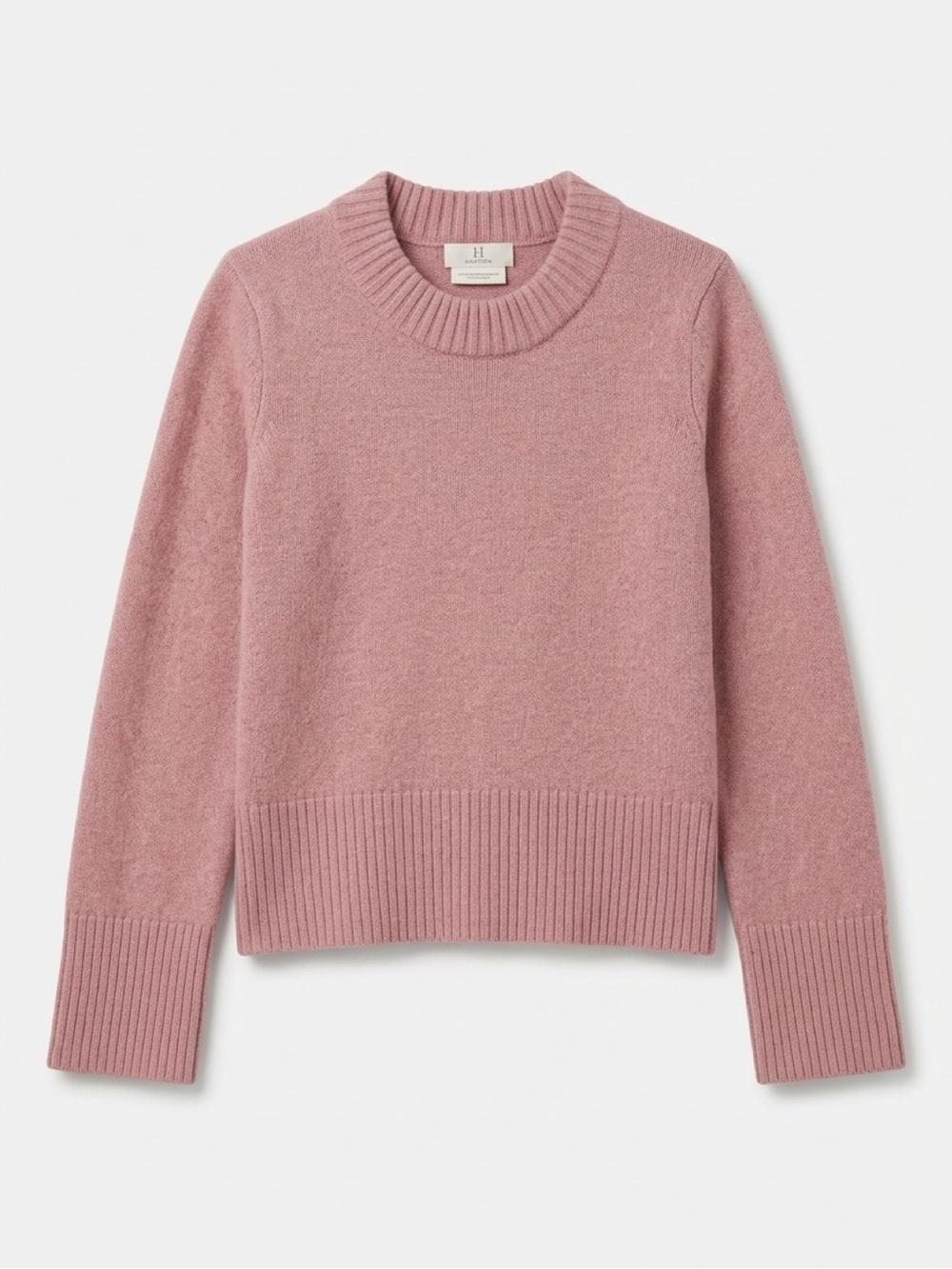 Halston Heritage Crewneck Wool Sweater in Dusty Rose